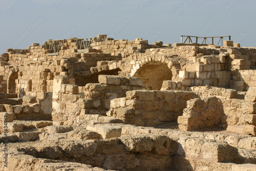 Remains of the Roman structures in Caesarea, Israel