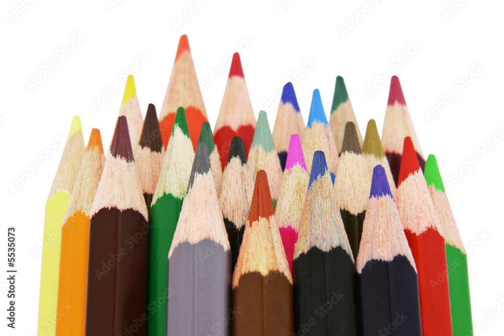 24 colour pencils on white background 24 colour pencils on white background
