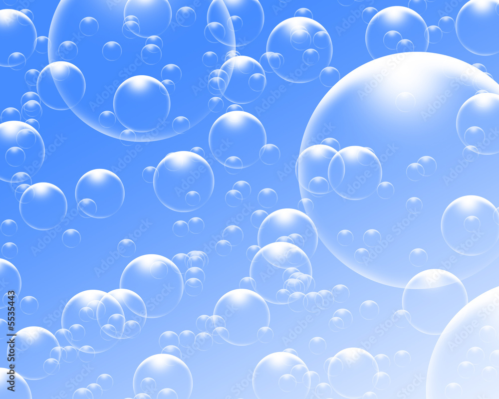 Air bubbles on a light blue background