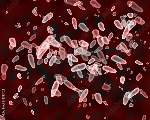 Enlarged bacteria illustration on red background