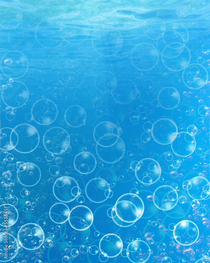 Water bubbles in an underwater scene