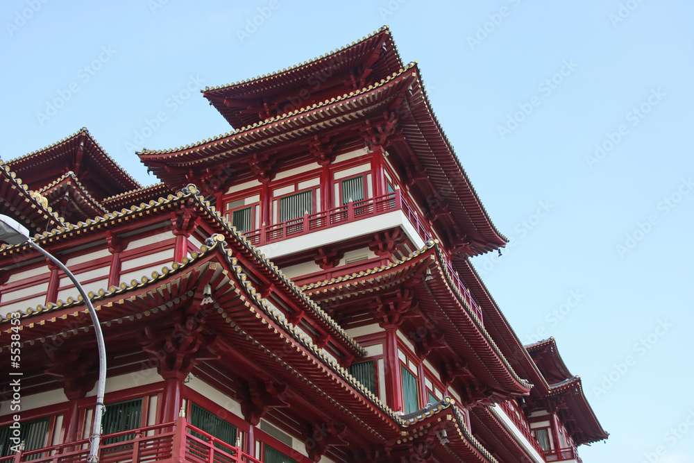 Architectural detail of  traditional chinese temple  rooftop 