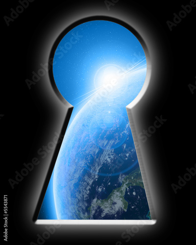 Keyhole looking down to planet photo