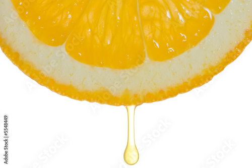 Orange slice with a droplet