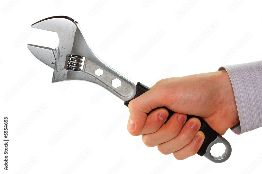 Hand, wrenches isolated on a white background. Hand, wrenches isolated on a white background.
