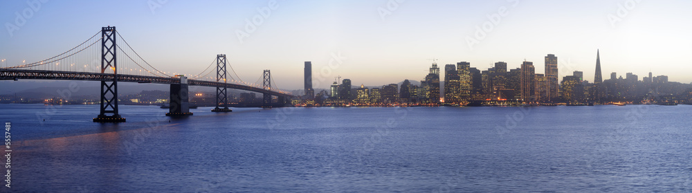 High-resolution image of Bay Bridge and San Francisco downtown
