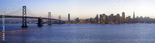 High-resolution image of Bay Bridge and San Francisco downtown