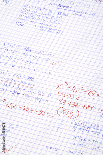 hand written maths calculations with teacher's corrections 