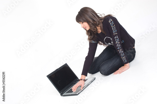 Girl with lap top photo