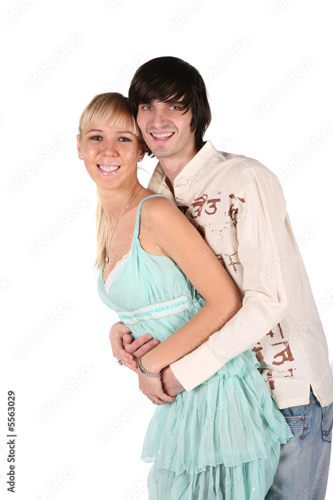 Naklejka premium boy embraces girl
