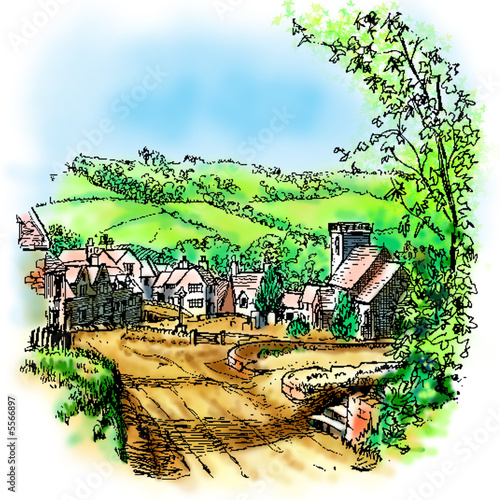 village scene, greenery, nature