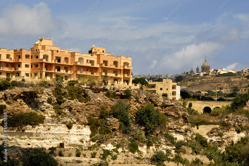 coastal architecture of gozo island in malta