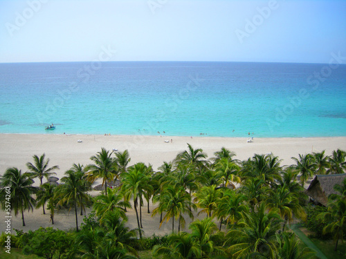 Overhead view of tropical Varadero beach in Cuba