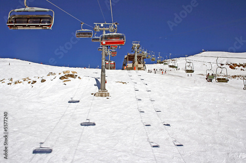chair lift on the blue sky