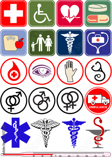 Vector medical objects, icons and logos