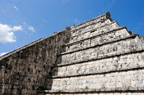 Wall of Ancient Mayan Pyramid at Chichen Itza
