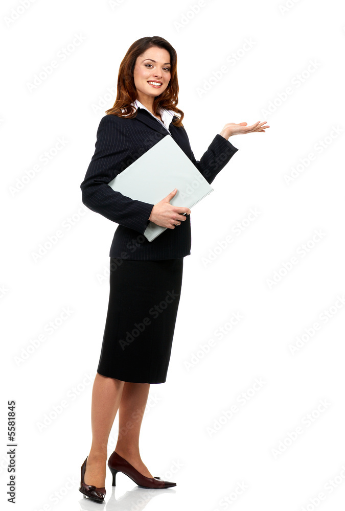 Happy successful business woman. Isolated over white background. Happy successful business woman. Isolated over white background.