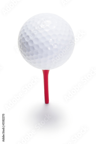 Golf Ball on Tee on white background
