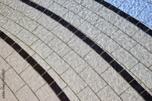 Steps into hotel swimming pool
