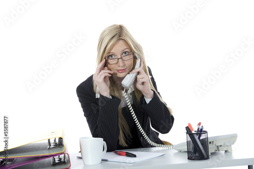 bussines woman  working on isolated background