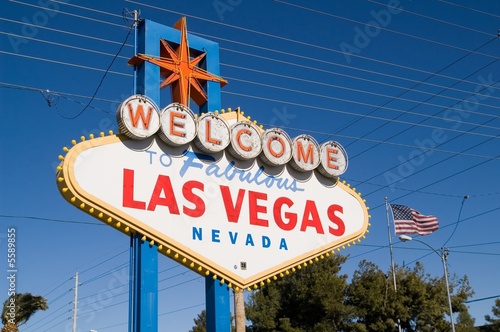 Las Vegas sign with American flag and amazing electrical wiring