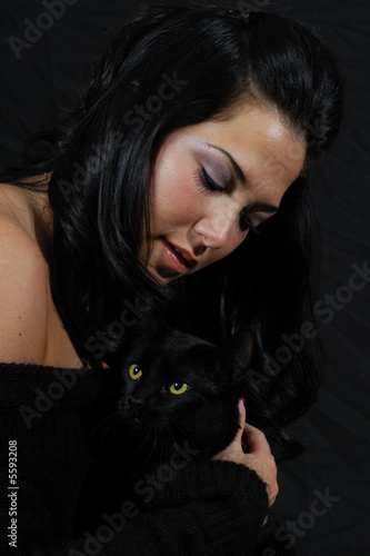 Woman and cat