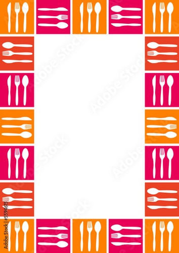 Border with cutlery (Orange and pink with white)