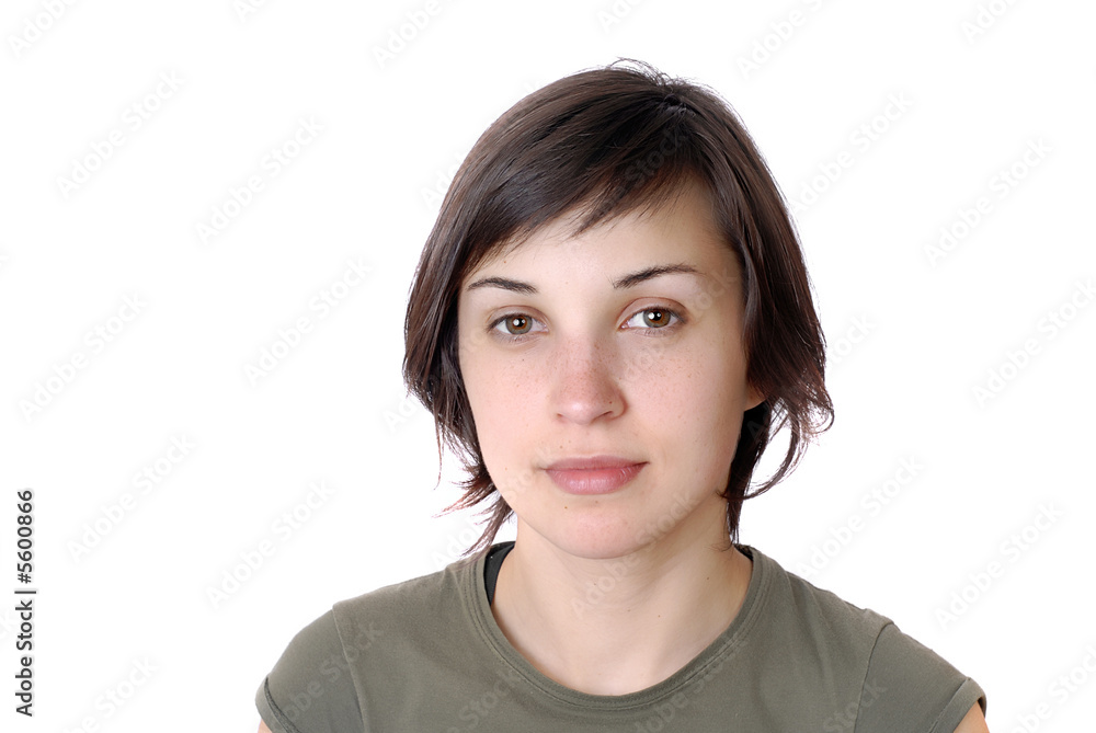 young attractive woman portrait, over white background young attractive woman portrait, over white background