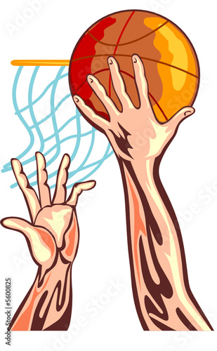 Basketbal player's hand dunking