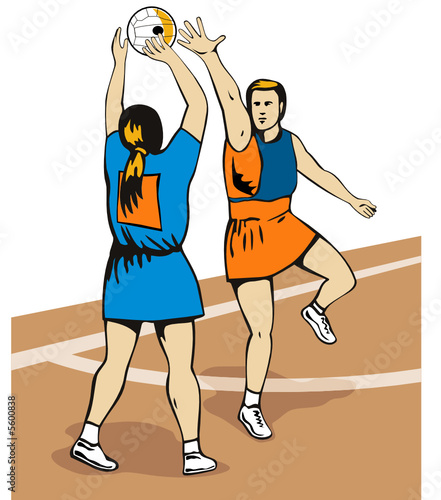 Netball player attempting to block the shot