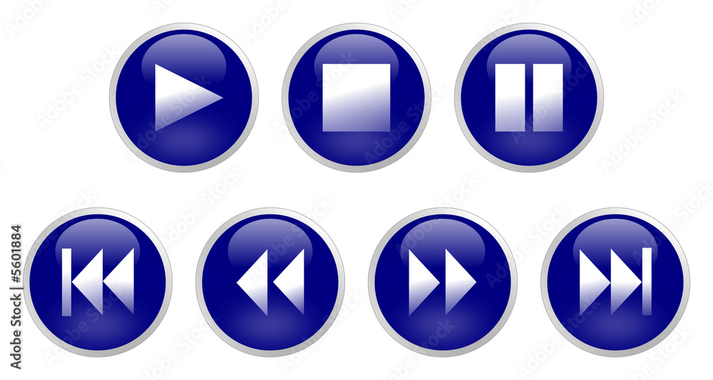 Round Video Buttons in Blue Round Video Buttons in Blue