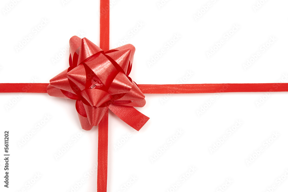 Red bow and ribbons on a white background Red bow and ribbons on a white background