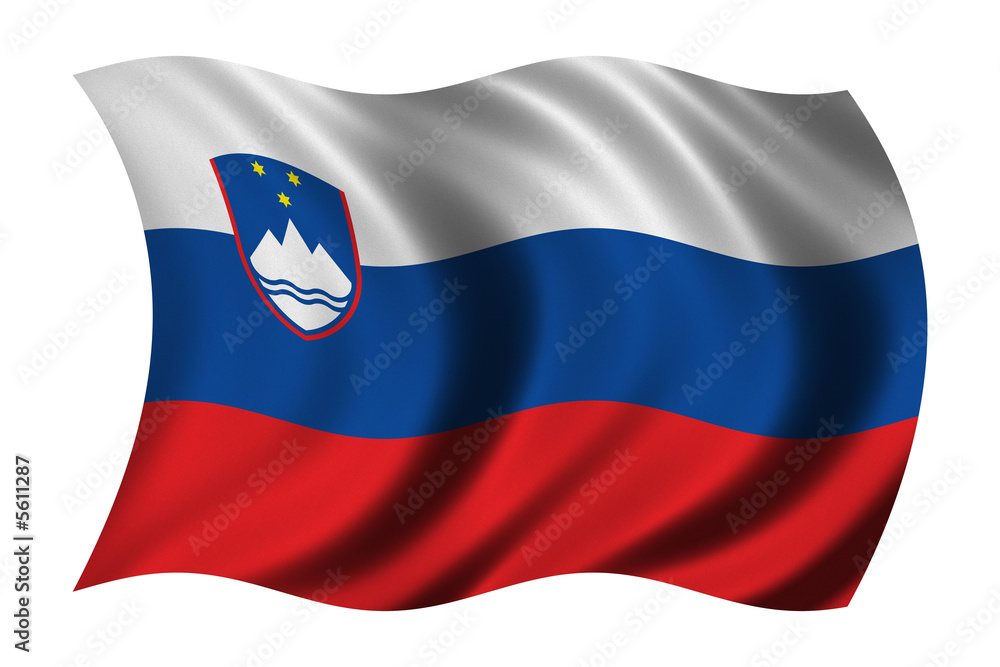 Naklejka premium Flag of Slovenia waving in the wind
