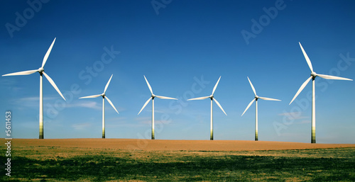 Wind turbines farm. Alternative energy source.