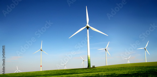 Wind turbines farm. Alternative energy source.