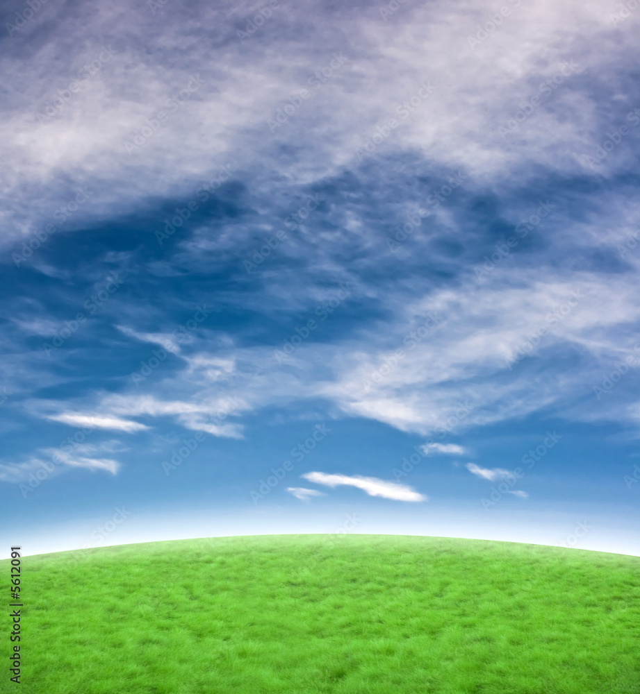 Background with a beautiful blue sky and green hill. Background with a beautiful blue sky and green hill.