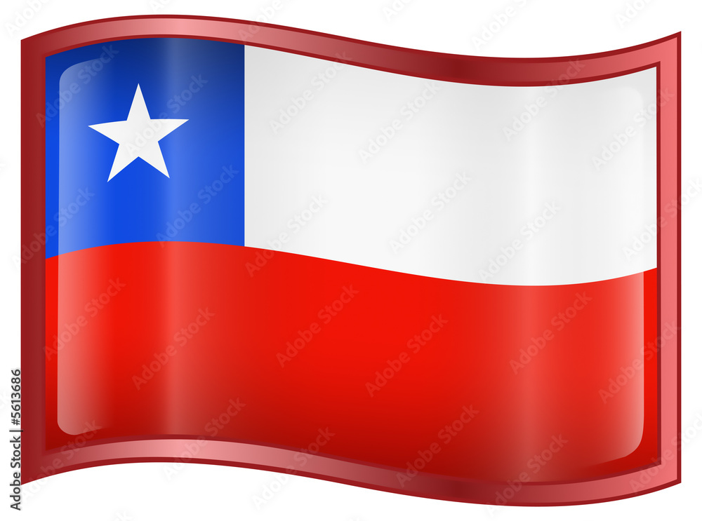 Fototapeta premium Chile Flag icon, isolated on white background.