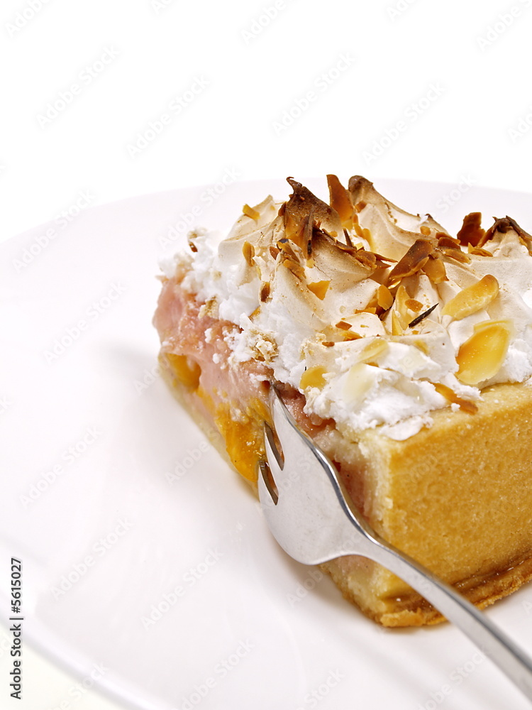 mandarinen rhabarber meringue kuchen Stock Photo | Adobe Stock