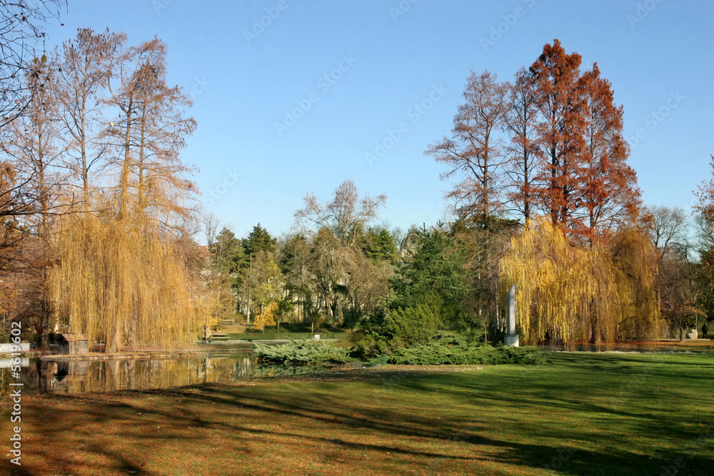 Beautiful park in autumnal season, in Novi Sad, Serbia