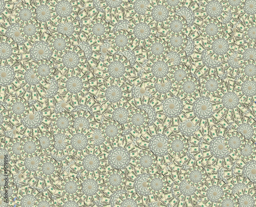 Texture background made of Dollar banknote flowers.