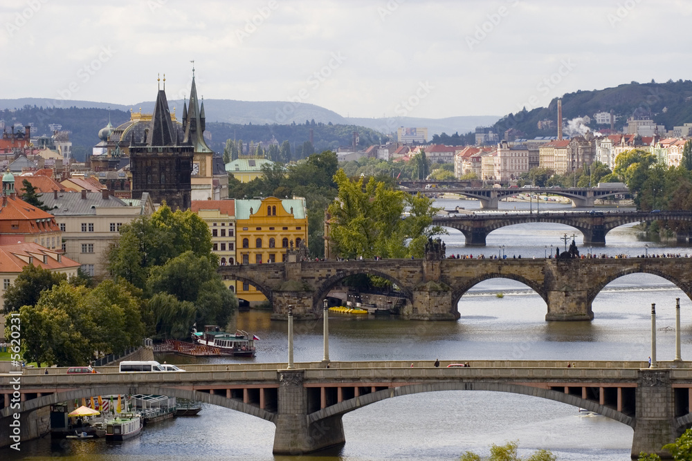 view of Prague's bridges