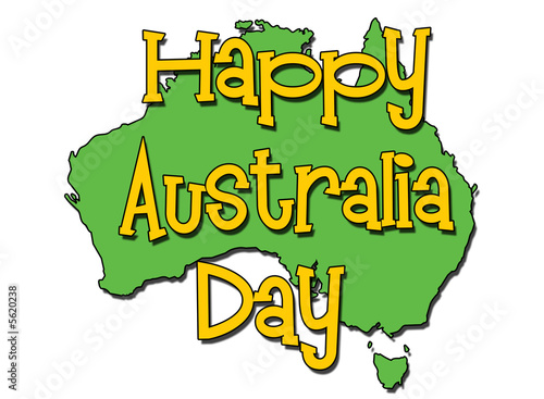 Green and Gold happy Australia Day Illustration