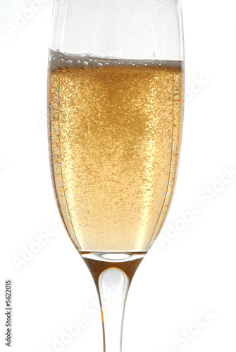 Champagne flute after being filled up