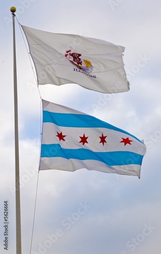 Illinois and Chicago Flags
