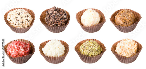 Delicious handmade chocolates isolated on white