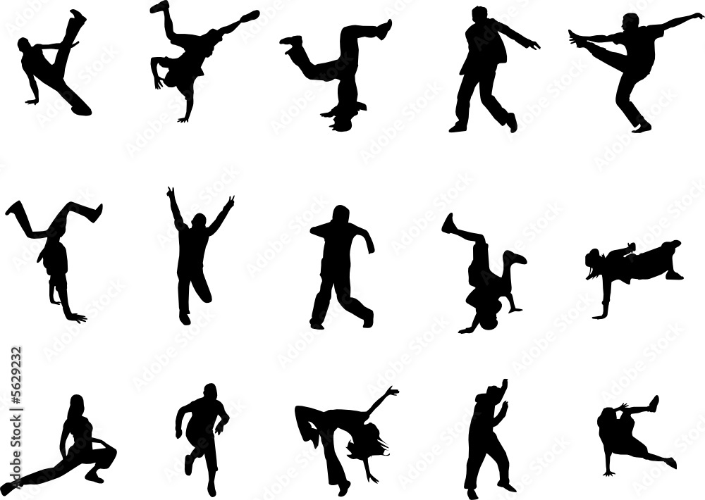 hip hop and dancing silhouettes