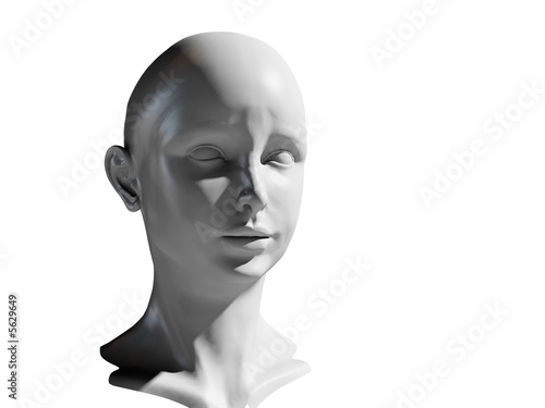 close-up girl head over the white (computer-generated image)
