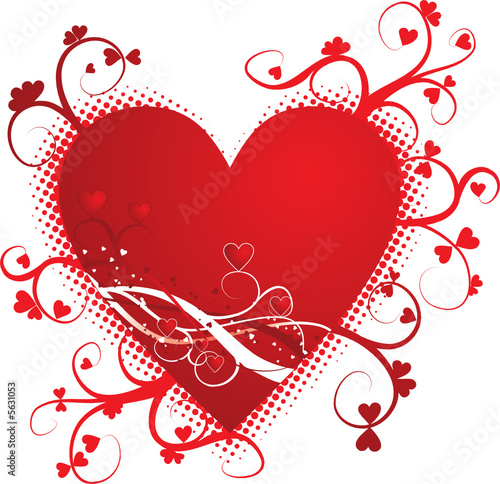 Valentine floral background, heart, vector illustration