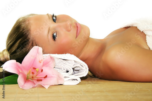 woman is relaxing in spa
