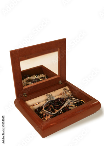 Jeweller ornament in a wooden casket. 